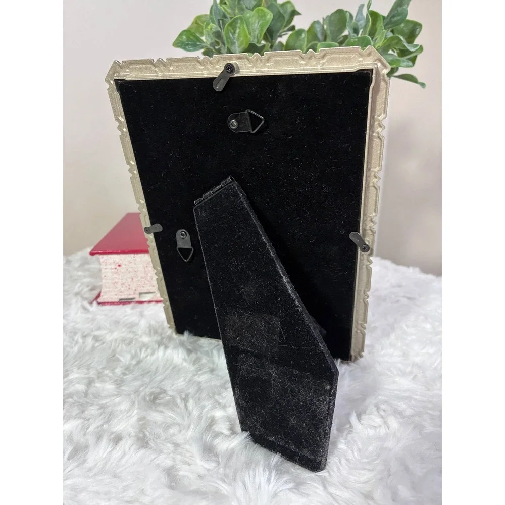 5x7 Crystal Embellished Picture Frame Amber Toned Tabletop Wall Mount Metal